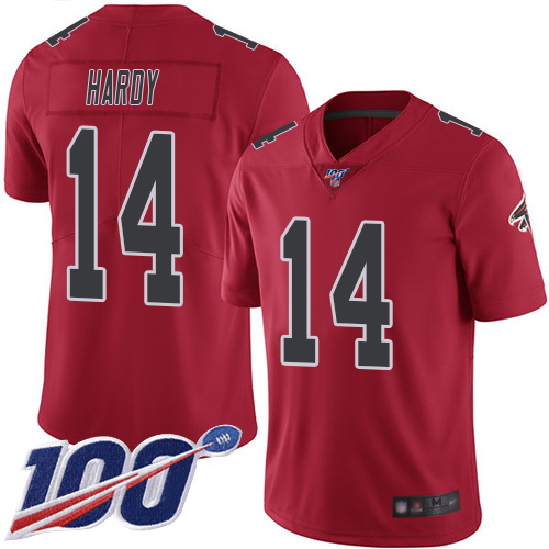 Atlanta Falcons Limited Red Men Justin Hardy Jersey NFL Football #14 100th Season Rush Vapor Untouchable